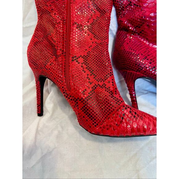 I.N.C. Rajel faux leather snake print knee-high boots / RED - Picture 2 of 8